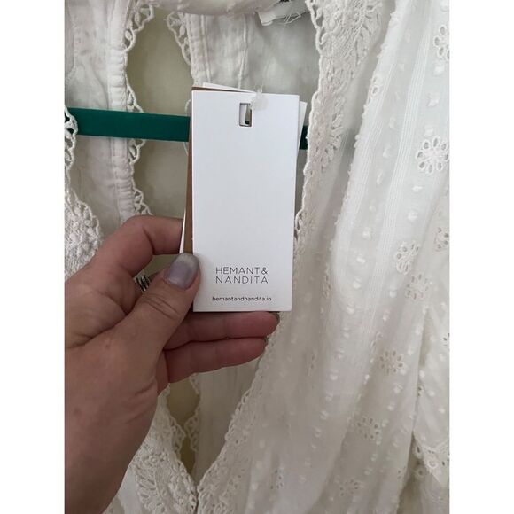 HEMANT & NANDITA
Women's Choker Lace Mini Dress - White - Picture 4 of 5